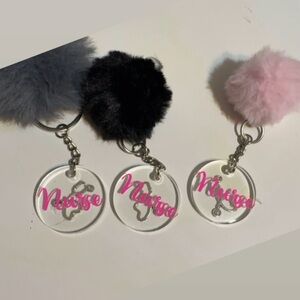 Nurse Keychain with Pom Pom one random pick